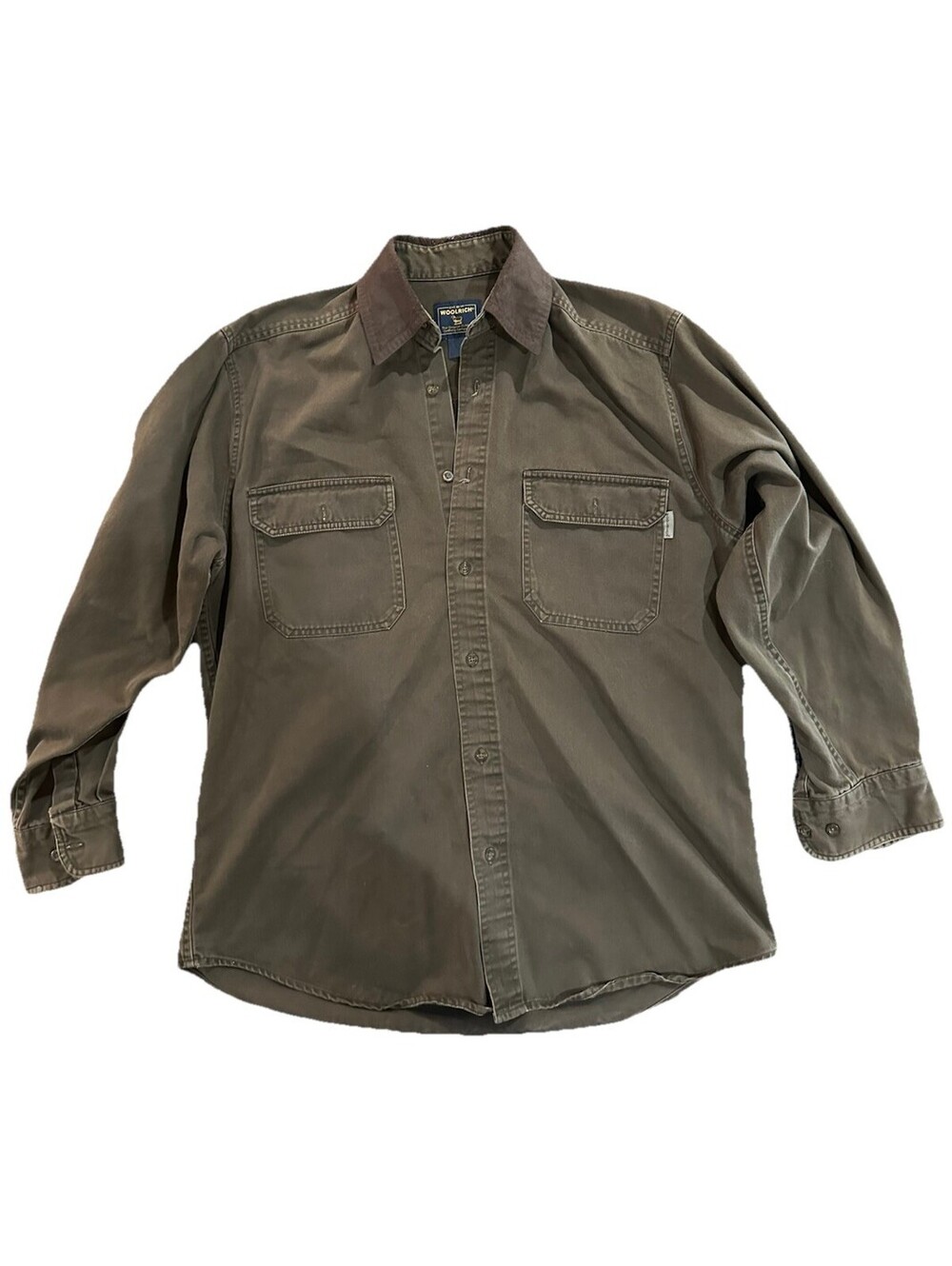 Woolrich Mens M Brown Workwear Button Up Long Sleeve Outdoor Utility